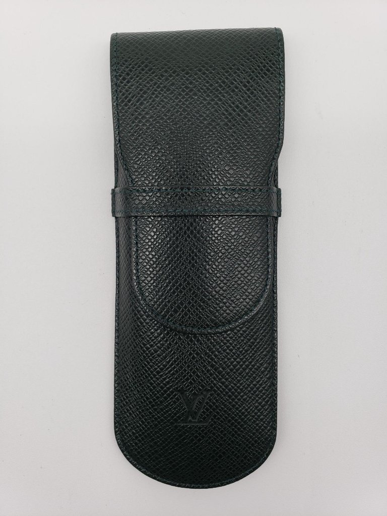 Authentic Louis Vuitton Glasses Case Black Leather Eyewear SleevePouch
